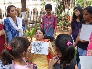 Outdoor Sketching Workshop at Mumbai organised by Art India Faoundation and conducted by Chitra Vaidya - 7th June 2015