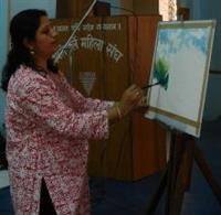 Painting demonstration by Chitra Vaidya at Madhavrao Bhagwat High School, Mumbai