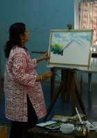 Painting demonstration by Chitra Vaidya at Madhavrao Bhagwat High School, Mumbai