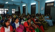 Painting demonstration by Chitra Vaidya at Madhavrao Bhagwat High School, Mumbai