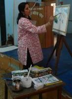 Painting demonstration by Chitra Vaidya at Madhavrao Bhagwat High School, Mumbai