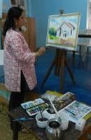 Painting demonstration by Chitra Vaidya at Madhavrao Bhagwat High School, Mumbai