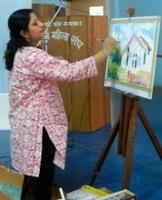 Painting demonstration by Chitra Vaidya at Madhavrao Bhagwat High School, Mumbai