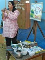 Painting demonstration by Chitra Vaidya at Madhavrao Bhagwat High School, Mumbai