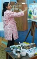 Painting demonstration by Chitra Vaidya at Madhavrao Bhagwat High School, Mumbai