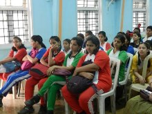 Painting demonstration by Chitra Vaidya at Madhavrao Bhagwat High School, Mumbai