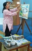 Painting demonstration by Chitra Vaidya at Madhavrao Bhagwat High School, Mumbai