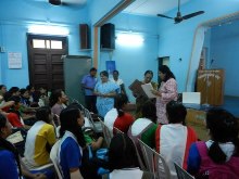 Painting demonstration by Chitra Vaidya at Madhavrao Bhagwat High School, Mumbai