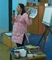 Painting demonstration by Chitra Vaidya at Madhavrao Bhagwat High School, Mumbai