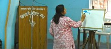 Painting demonstration by Chitra Vaidya at Madhavrao Bhagwat High School, Mumbai