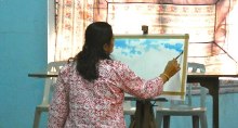 Painting demonstration by Chitra Vaidya at Madhavrao Bhagwat High School, Mumbai