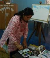 Painting demonstration by Chitra Vaidya at Madhavrao Bhagwat High School, Mumbai