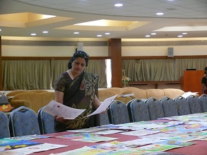 Chitra Vaidya Judging the paintings