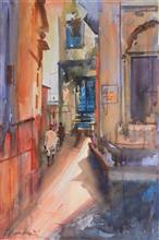 Banaras , Painting by Chitra Vaidya, Watercolour on paper 21 x 14 inches