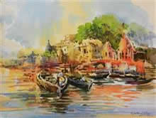 Banaras - 2, Painting by Chitra Vaidya, Watercolour on paper 11 x 15 inches