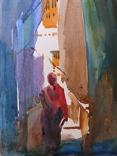 Banaras - 5, Painting by Chitra Vaidya, Watercolour on paper, 9.5 x 7 inches