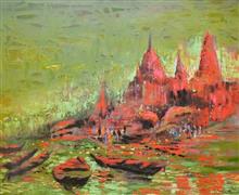 Banaras - 7, Painting by Chitra Vaidya, Acrylic on Canvas, 24 x 30 inches