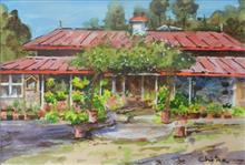 At Somerset Lodge, Mukteshwar - 3, Painting by Chitra Vaidya, Ink & Watercolour on Paper, 6.5 x 9.5 inches