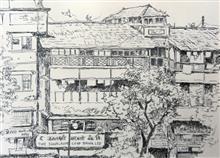 Girgaum, Painting by Chitra Vaidya, Ink & Pen on Paper, 8 x 10.5 inches