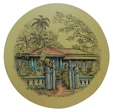 Goan House - 8, Painting by Chitra Vaidya, Acrylic on Circular Canvas, Diameter 20 inches