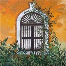 Goan Window - 2, Painting by Chitra Vaidya, Acrylic on Canvas, 12 x 12 inches