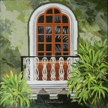 Goan Window - 3, Painting by Chitra Vaidya, Acrylic on Canvas, 12 x 12 inches
