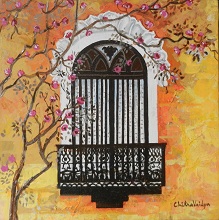 Goan Window - 4, Painting by Chitra Vaidya, Acrylic on Canvas, 12 x 12 inches