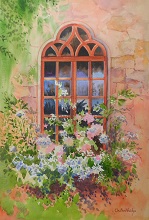 Goan Window - 6, Painting by Chitra Vaidya, Watercolour on Paper, 21 x 14 inches