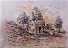 Kumaon Heritage - 5, Painting by Chitra Vaidya, Ink & Pen on Paper, 8 x 10.5 inches