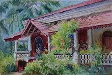 Red - Green, Painting by Chitra Vaidya, Watercolour on Paper, 14 x 21 inches