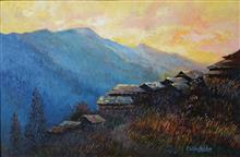Twilight at Shoja, Himachal, Painting by Chitra Vaidya, Oil on Canvas, 24 x 36 inches