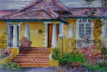 Yellow House - 1, Painting by Chitra Vaidya, Watercolour on Paper, 14 x 21 inches