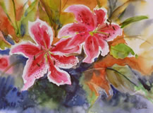 Lily Flowers - 1, painting by Chitra Vaidya