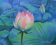 Lotus - 4, painting by Chitra Vaidya, Acrylic on Canvas, 8 x 10 inches