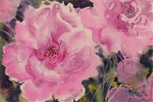 Pink Roses, Himachal, Painting by Chitra Vaidya, Watercolour on Paper, 14 x 21 inches