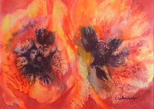Red Poppies, Painting by Chitra Vaidya, Watercolour on Paper, 10 x 14 inches