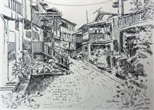 Khotachi Wadi, Mumbai - 2, Sketch by Chitra Vaidya, Ink & Pen on Paper, 8 x 10.5 inches