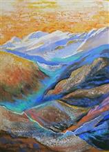Call of the Himalayas - 1, painting by Chitra Vaidya, Mixed Media on Paper (100% cotton, acid free), 29 x 21 inches