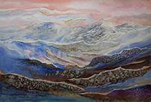 Call of the Himalayas - 5, Painting by Chitra Vaidya, Watercolour & Collage on Handmade paper, 14 x 21 inches