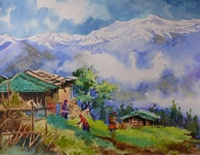 Himachal Painting by Chitra Vaidya, Watercolour on paper, 14 x 21 inches
