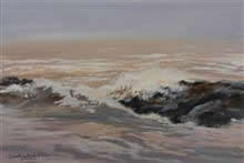 Sea at Harihareshwar - 1, Painting by Chitra Vaidya, Tempara on paper, 10 x 14 inches