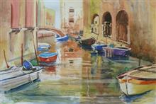 Venice - 6,  Painting by Chitra Vaidya, Watercolour on Paper, 14 x 21 inches