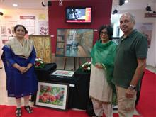 Chitra Vaidya with visitors