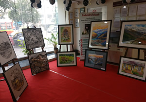 Exhibition of Paintings by Chitra Vaidya at IndusInd Bank, Prabhadevi, Mumbai