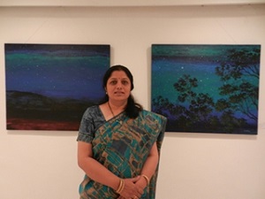 Chitra Vaidya  with the paintings appreciated by all