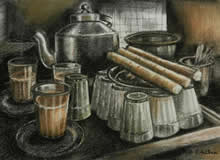 My painting - Chai shop in Himachal