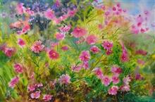 My painting of Pink Cosmos Flowers
